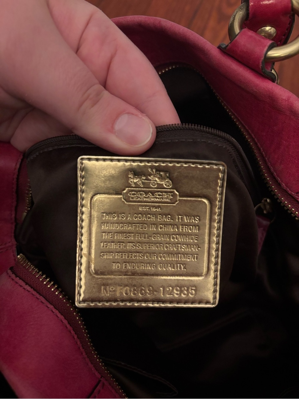 Coach Madison Leather Pink Tote Bag with Brass Hardware - Picture 10 of 10